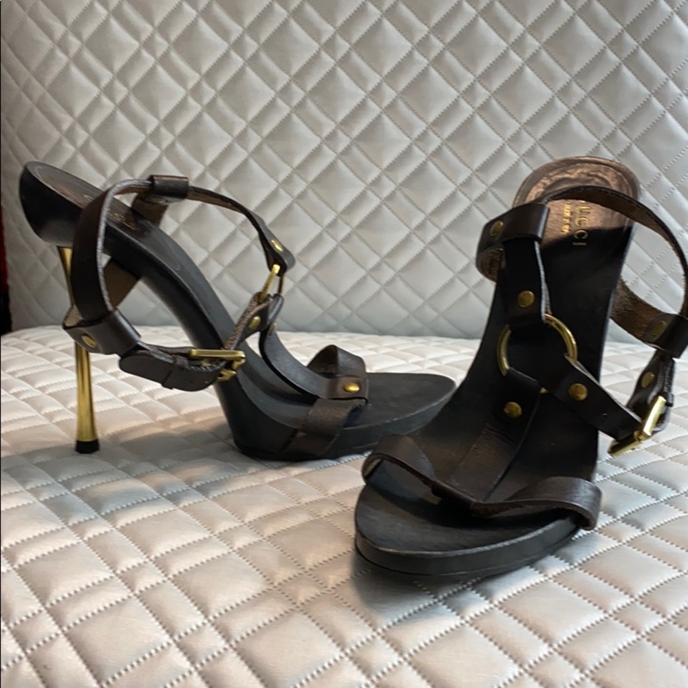 Gucci Wood and Leather Sandal size 36
